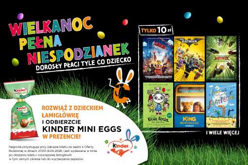 Wielkanoc w kinie z dzieckiem – tańsze bilety i słodka niespodzianka w Cinema City