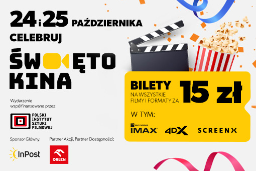 Święto Kina w Cinema City – bilety na wszystkie filmy i formaty za 15 zł. Merch w specjalnych cenach!